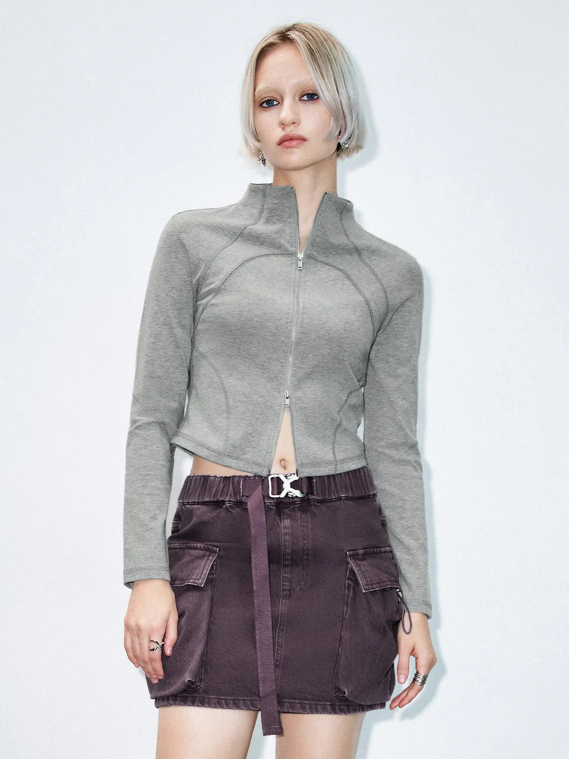 Zip Up Front Skinny Shirts sold by Urban Revivo