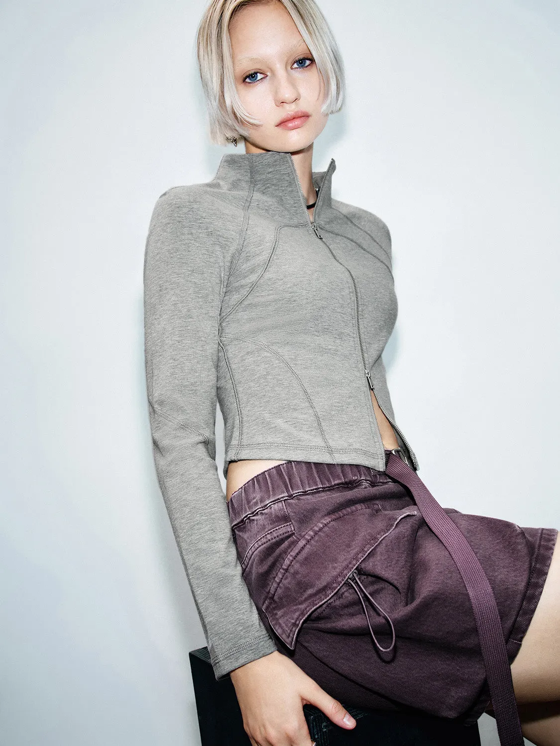 Zip Up Front Skinny Shirts sold by Urban Revivo product image thumbnail 2