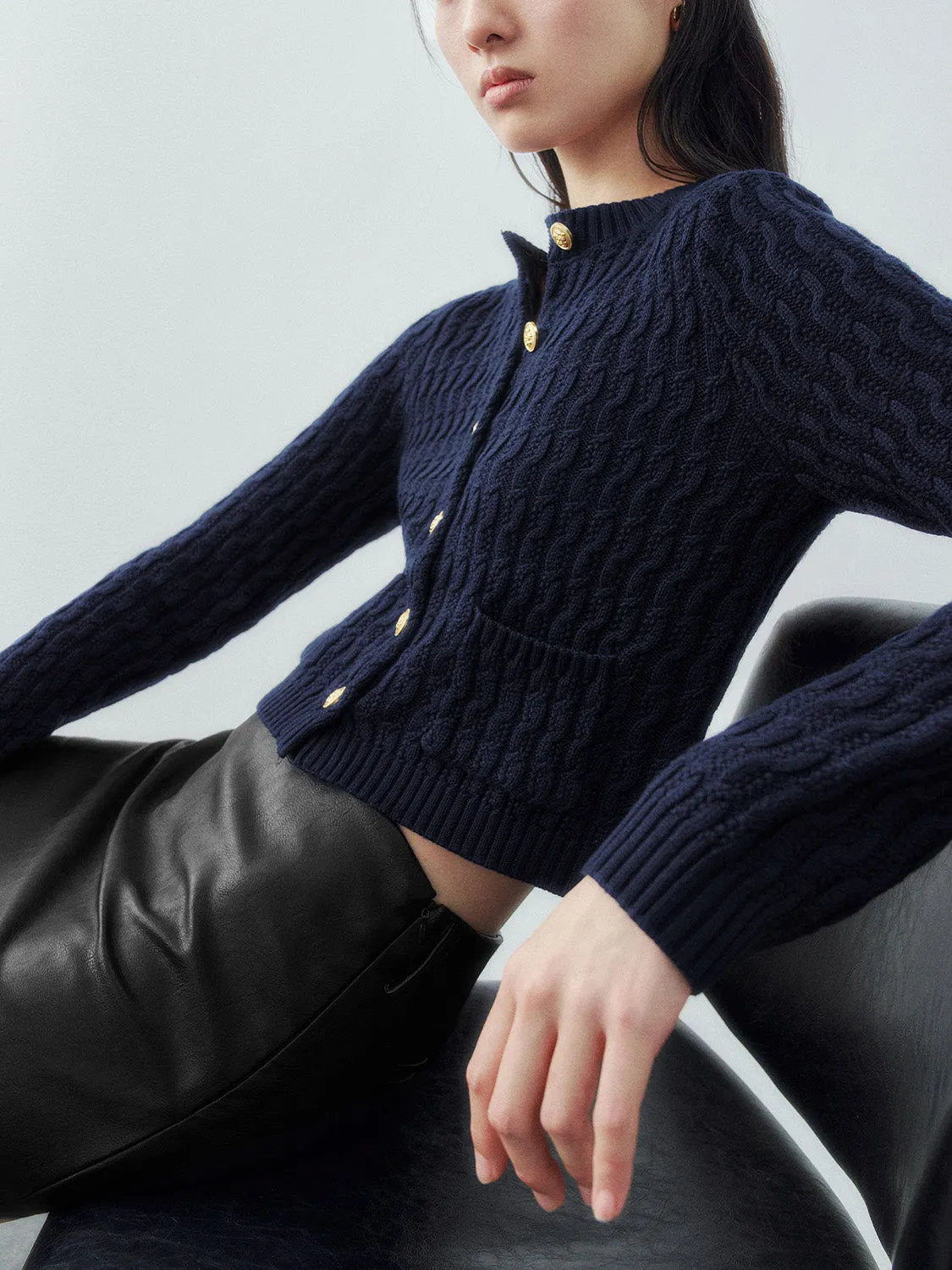 Crew Neck Skinny Knitted Cardigan sold by Urban Revivo product image thumbnail 2