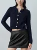 Crew Neck Skinny Knitted Cardigan sold by Urban Revivo