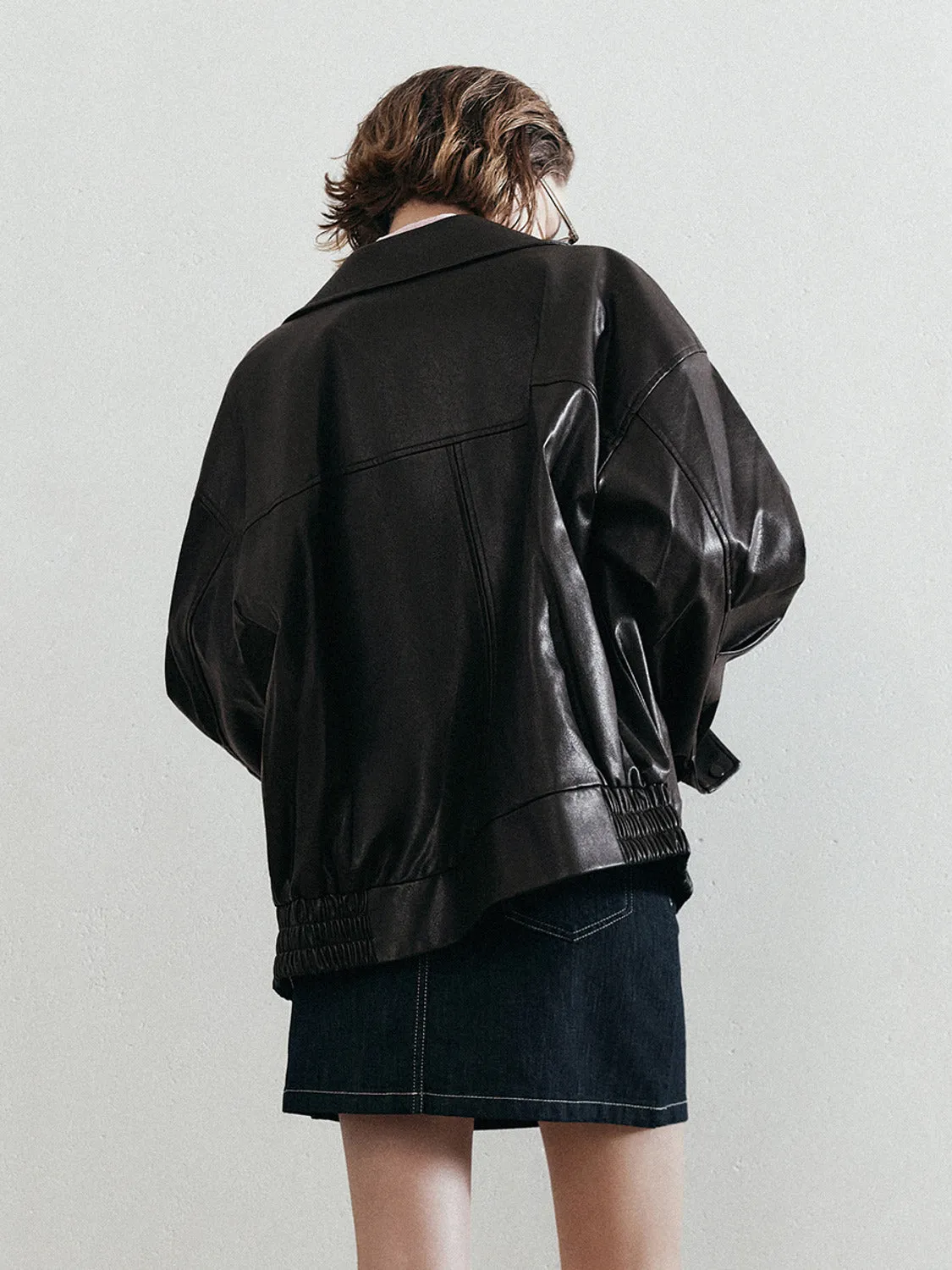 Loose Vegan Leather Jackets sold by Urban Revivo product image thumbnail 3