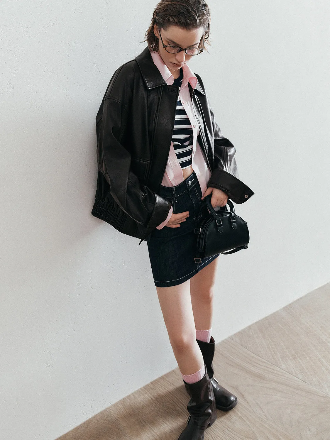 Loose Vegan Leather Jackets sold by Urban Revivo product image thumbnail 2