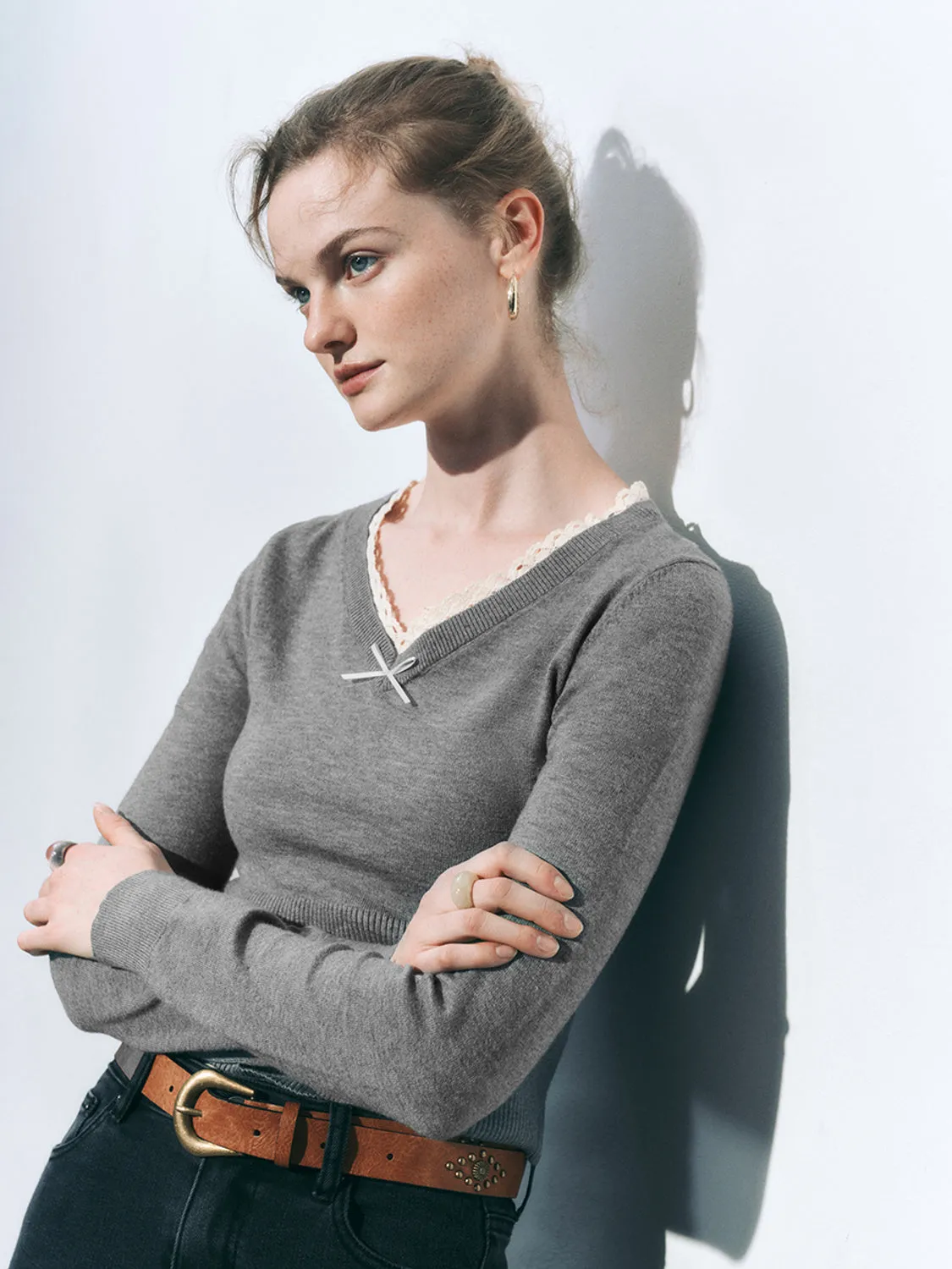 V-Neck Knitted T-Shirts sold by Urban Revivo product image thumbnail 3