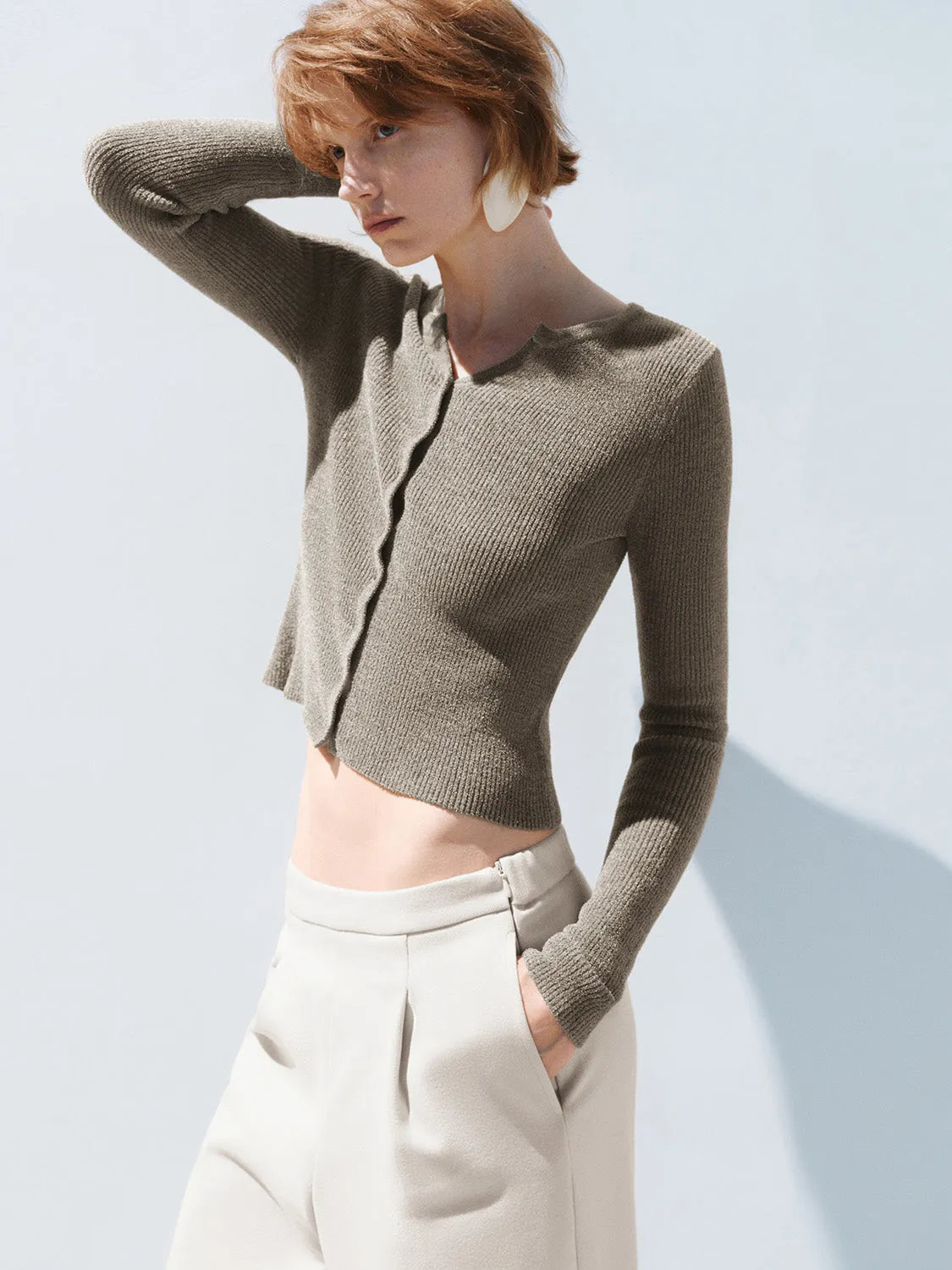 Skinny Cropped Knitted Cardigans sold by Urban Revivo product image thumbnail 2