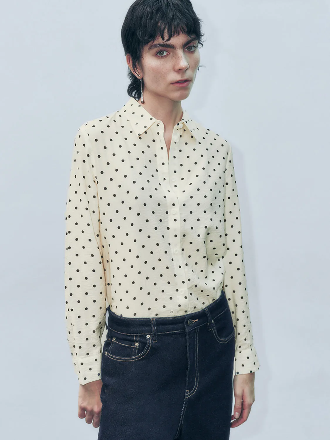 Polka Dot Button Up Shirts sold by Urban Revivo
