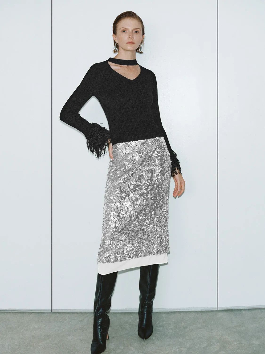 Sequin Midi Straight Skirts sold by Urban Revivo product image thumbnail 5