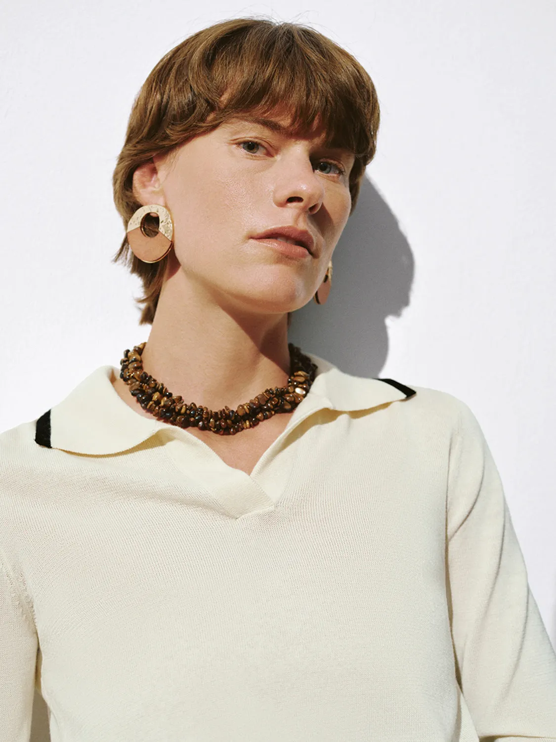 Wide Lapel Knitted T-Shirts sold by Urban Revivo product image thumbnail 4