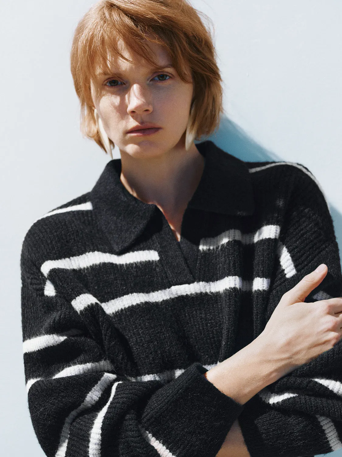 Lapel Striped Knitted T-Shirts sold by Urban Revivo product image thumbnail 5