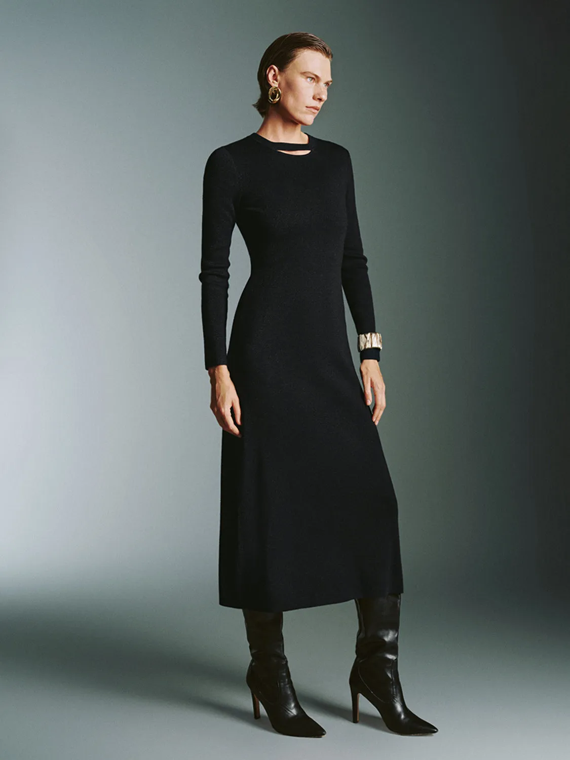 Cut-out Front Maxi Knitted Dresses sold by Urban Revivo