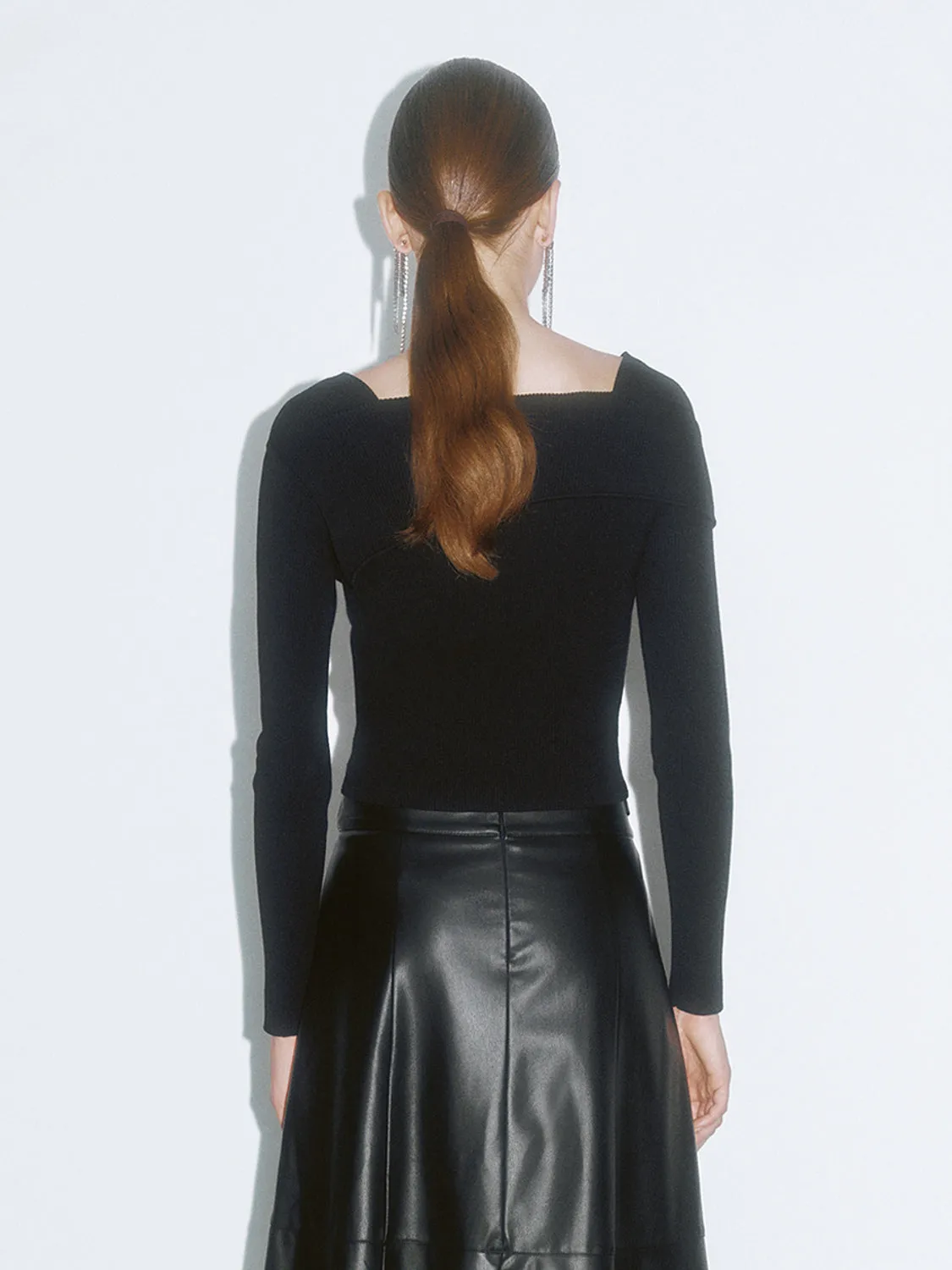 Square Neck Knitted T-Shirts sold by Urban Revivo product image thumbnail 2