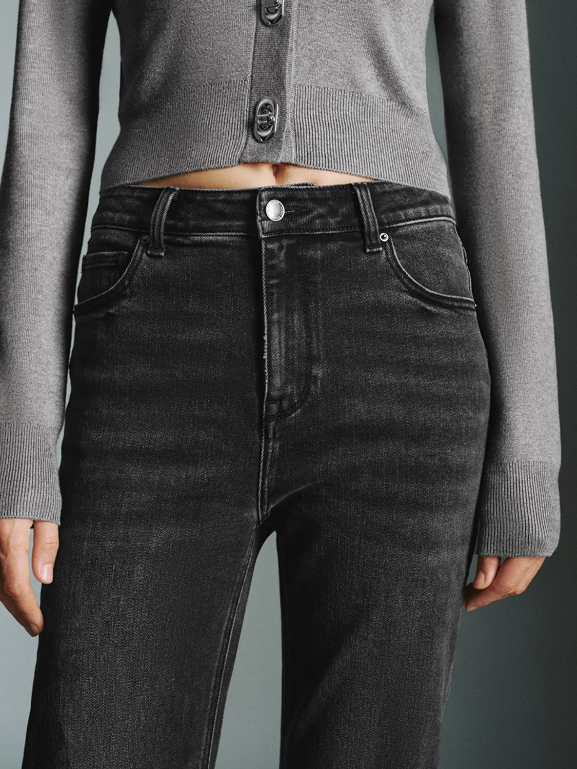 Washed Denim Flared Jeans sold by Urban Revivo product image thumbnail 4