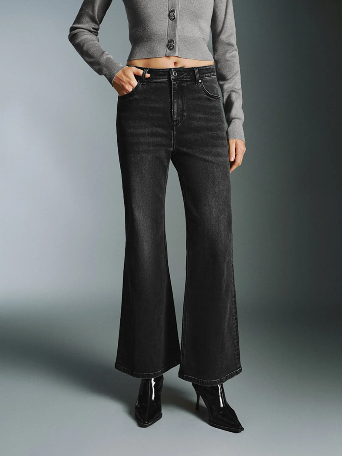 Washed Denim Flared Jeans sold by Urban Revivo product image thumbnail 2