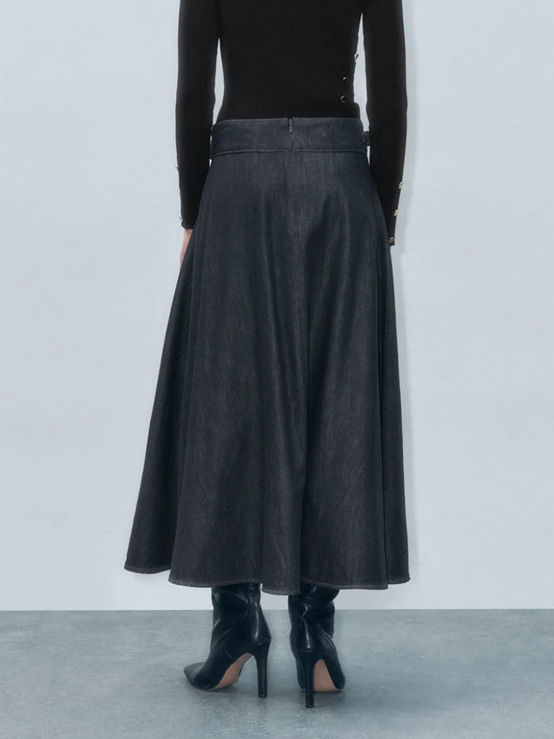 Maxi Denim Flared Skirts sold by Urban Revivo product image thumbnail 3