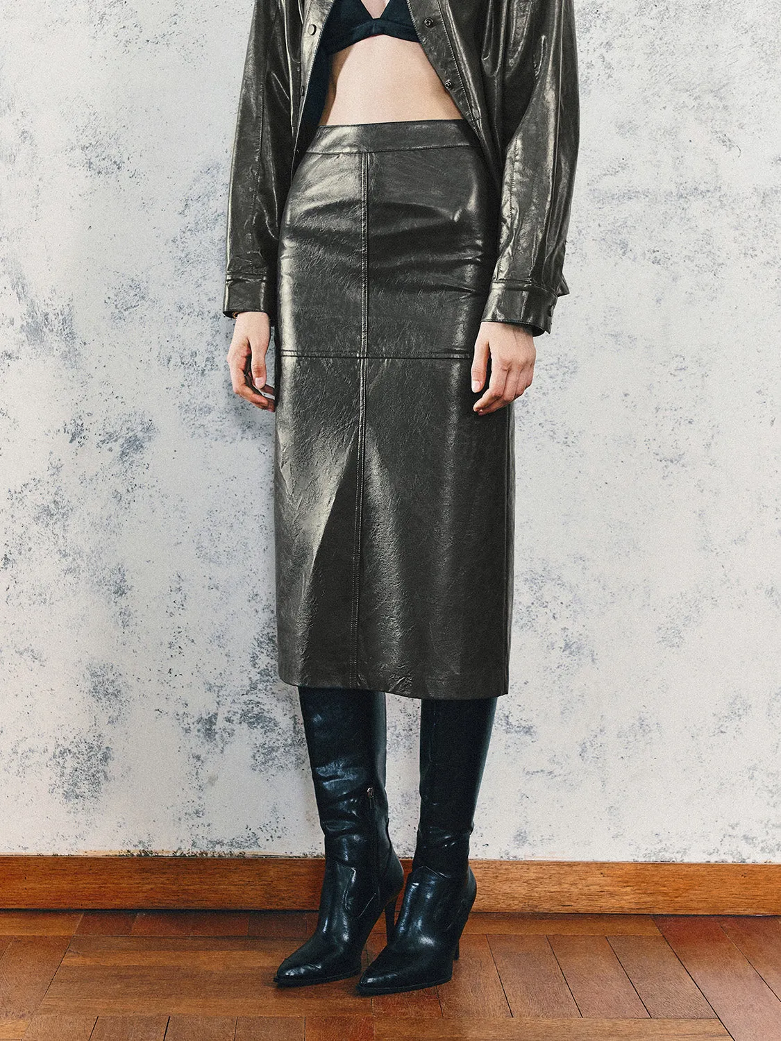 Leather A-Line Skirts sold by Urban Revivo product image thumbnail 3