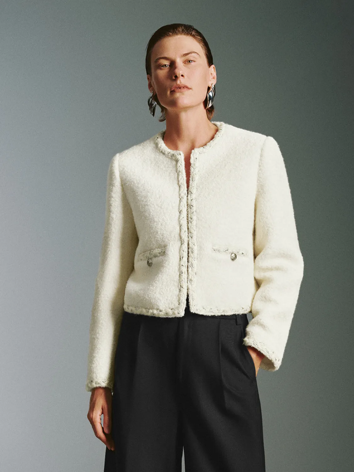 Cropped Tweed Wool Blend Jackets sold by Urban Revivo