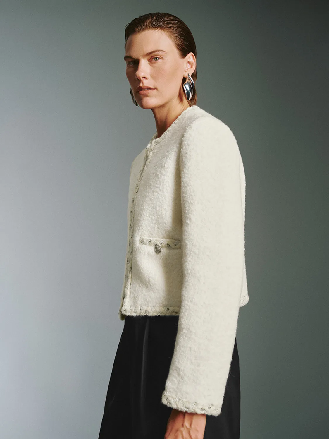 Cropped Tweed Wool Blend Jackets sold by Urban Revivo product image thumbnail 5