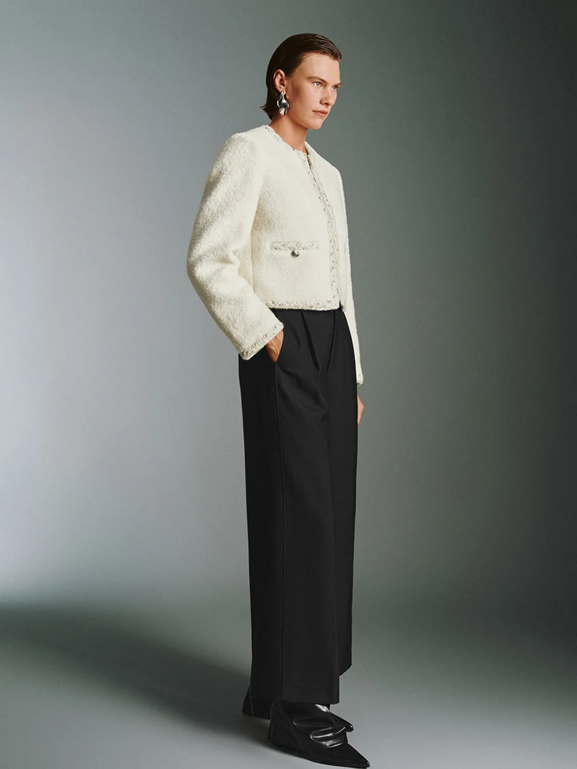 Cropped Tweed Wool Blend Jackets sold by Urban Revivo product image thumbnail 4