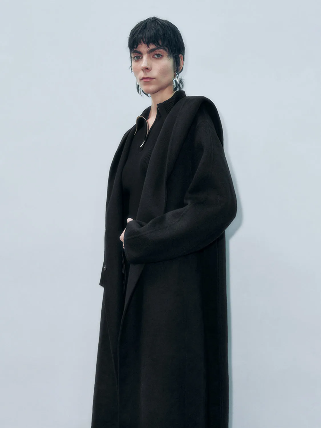 Loose Bathrobe Wool Blend Coats sold by Urban Revivo product image thumbnail 4
