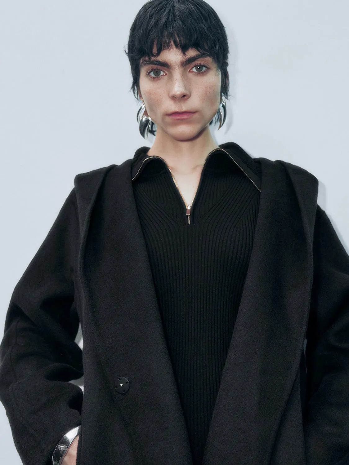 Loose Bathrobe Wool Blend Coats sold by Urban Revivo product image thumbnail 3
