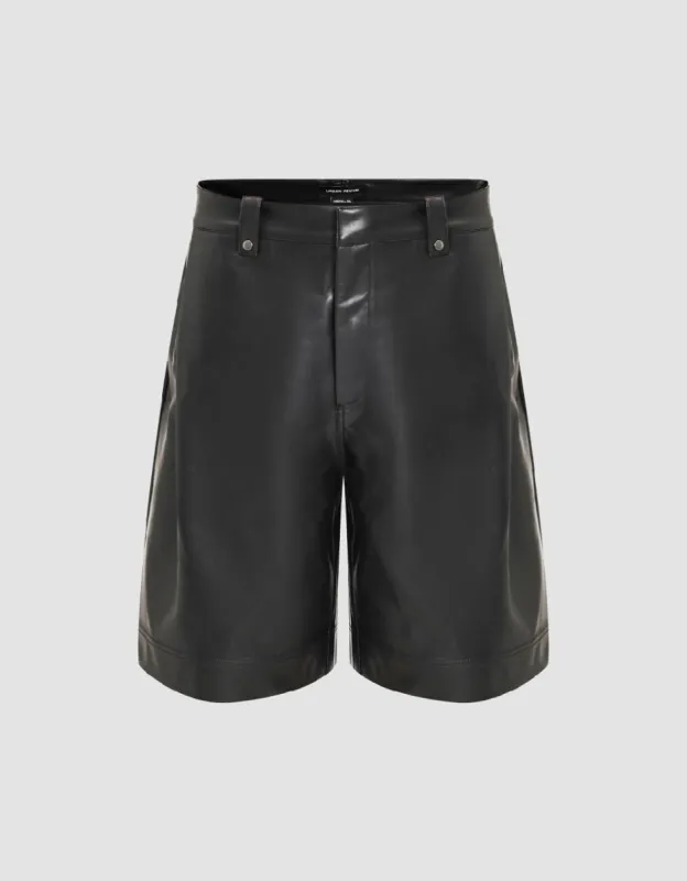 Vegan Leather Loose Shorts sold by Urban Revivo