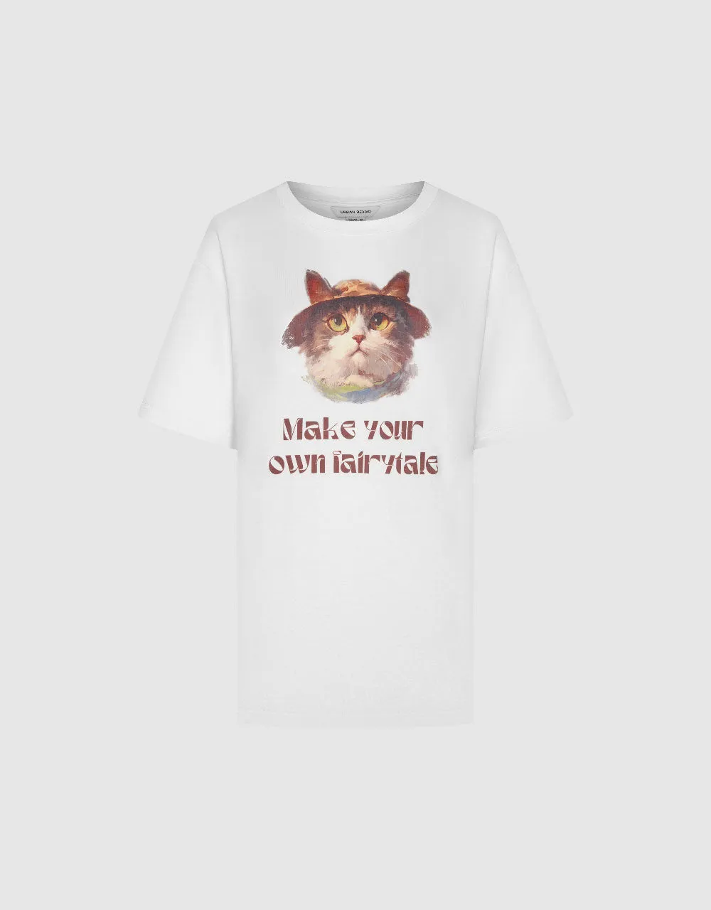 Cat Printed Crew Neck Loose T-Shirt sold by Urban Revivo product image thumbnail 2
