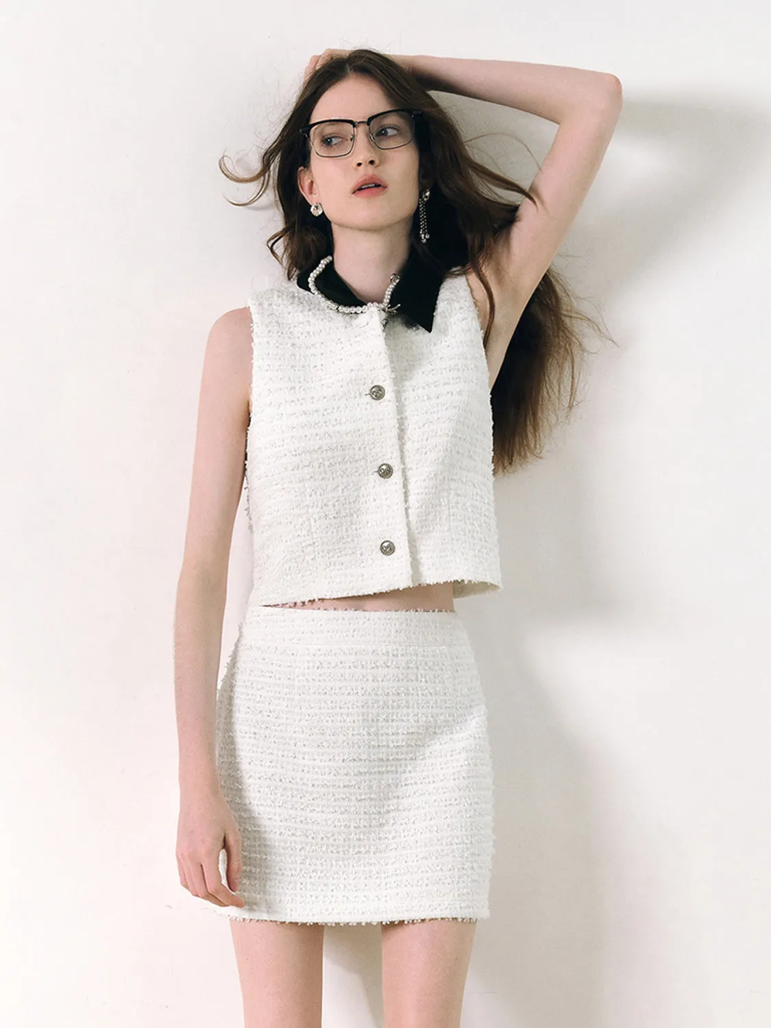 Two Toned Tweed Vest sold by Urban Revivo