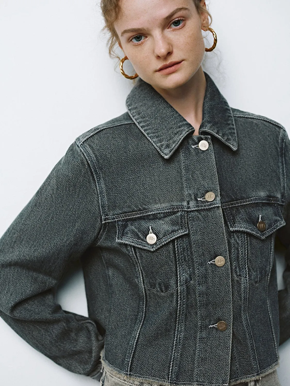 Cropped Denim Jackets sold by Urban Revivo product image thumbnail 3