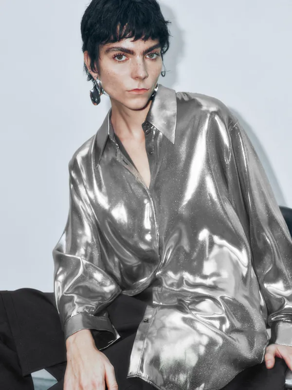 Long Sleeve Silver Shirts sold by Urban Revivo