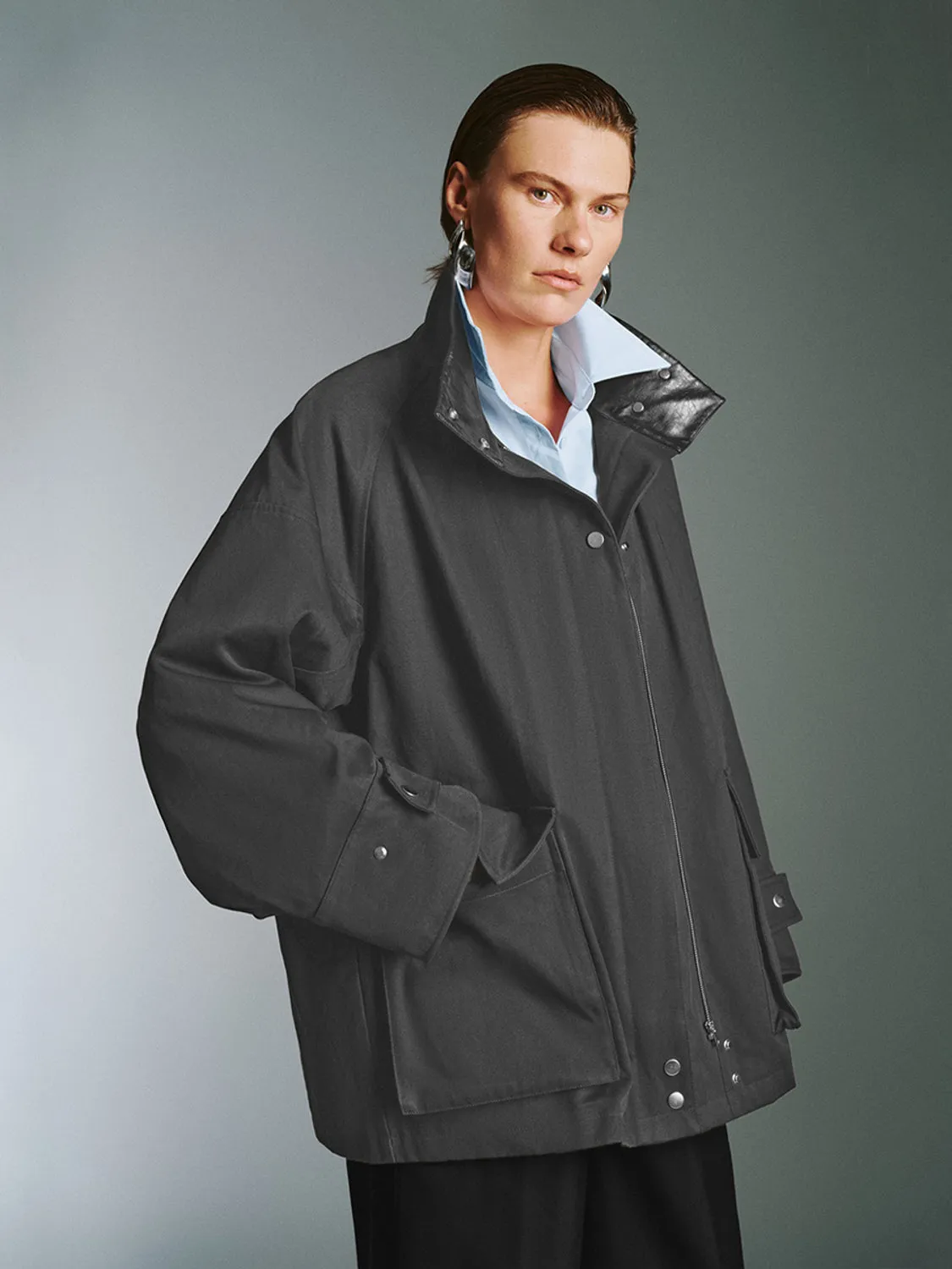 Loose Zip Up Front Jackets sold by Urban Revivo product image thumbnail 5