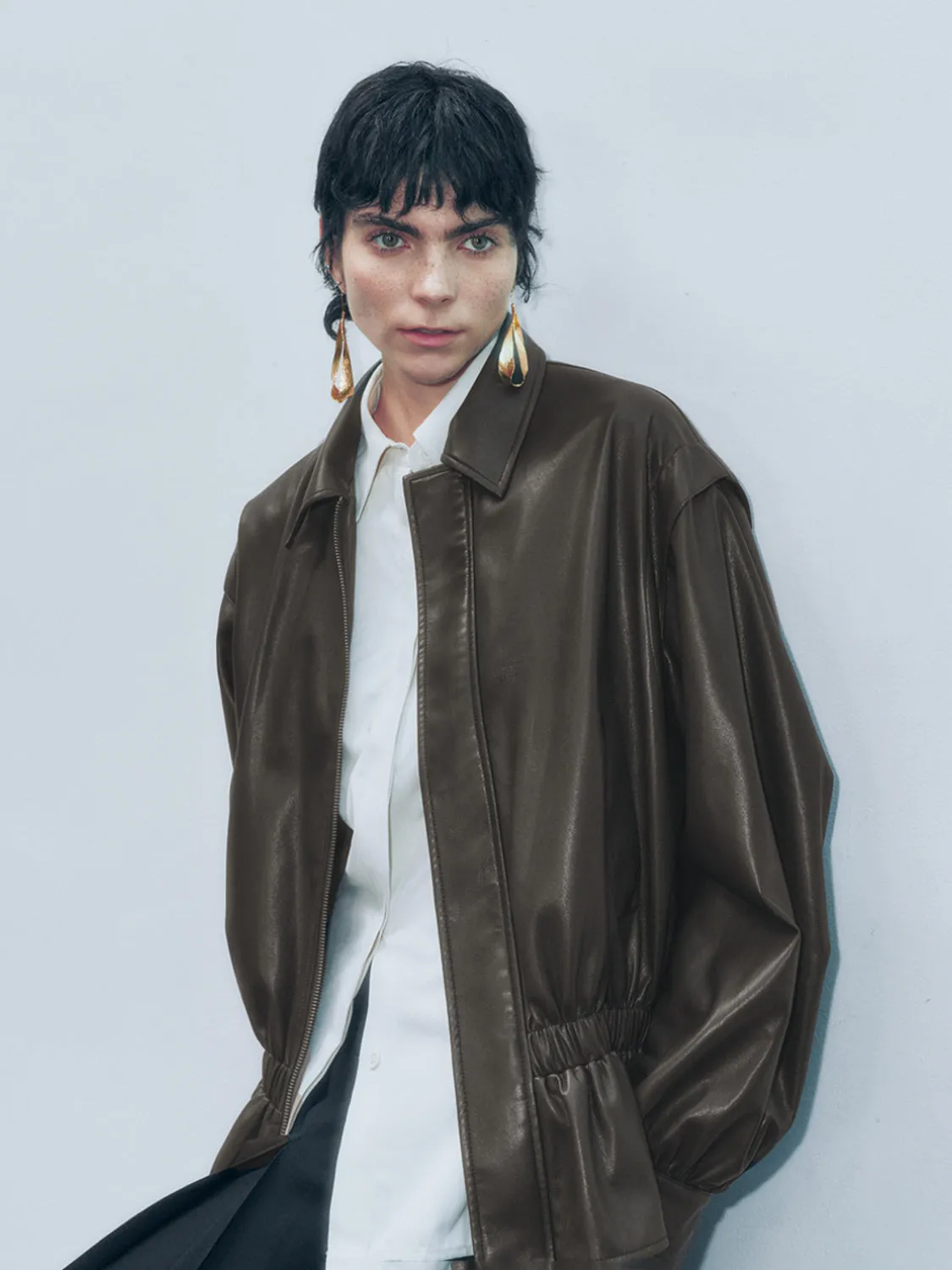 Tapered Waist Vegan Leather Jackets sold by Urban Revivo