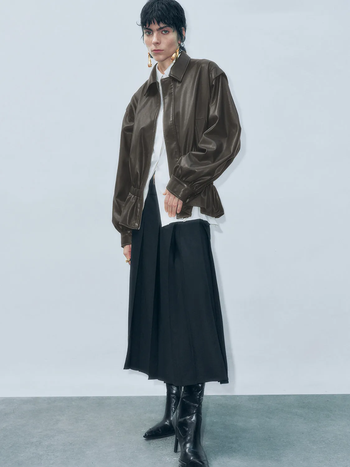 Tapered Waist Vegan Leather Jackets sold by Urban Revivo product image thumbnail 4