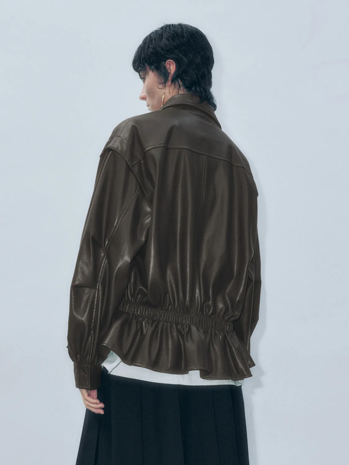 Tapered Waist Vegan Leather Jackets sold by Urban Revivo product image thumbnail 2