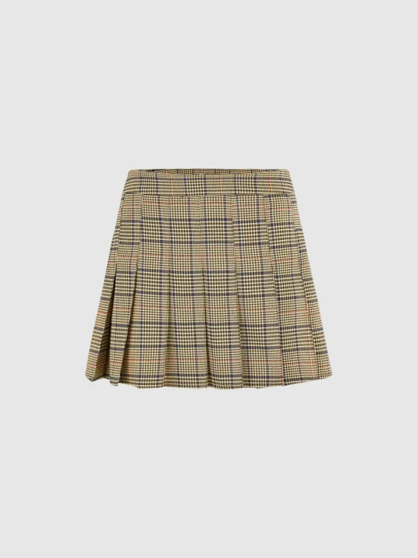 Plaid Pleated A-Line Skirts sold by Urban Revivo