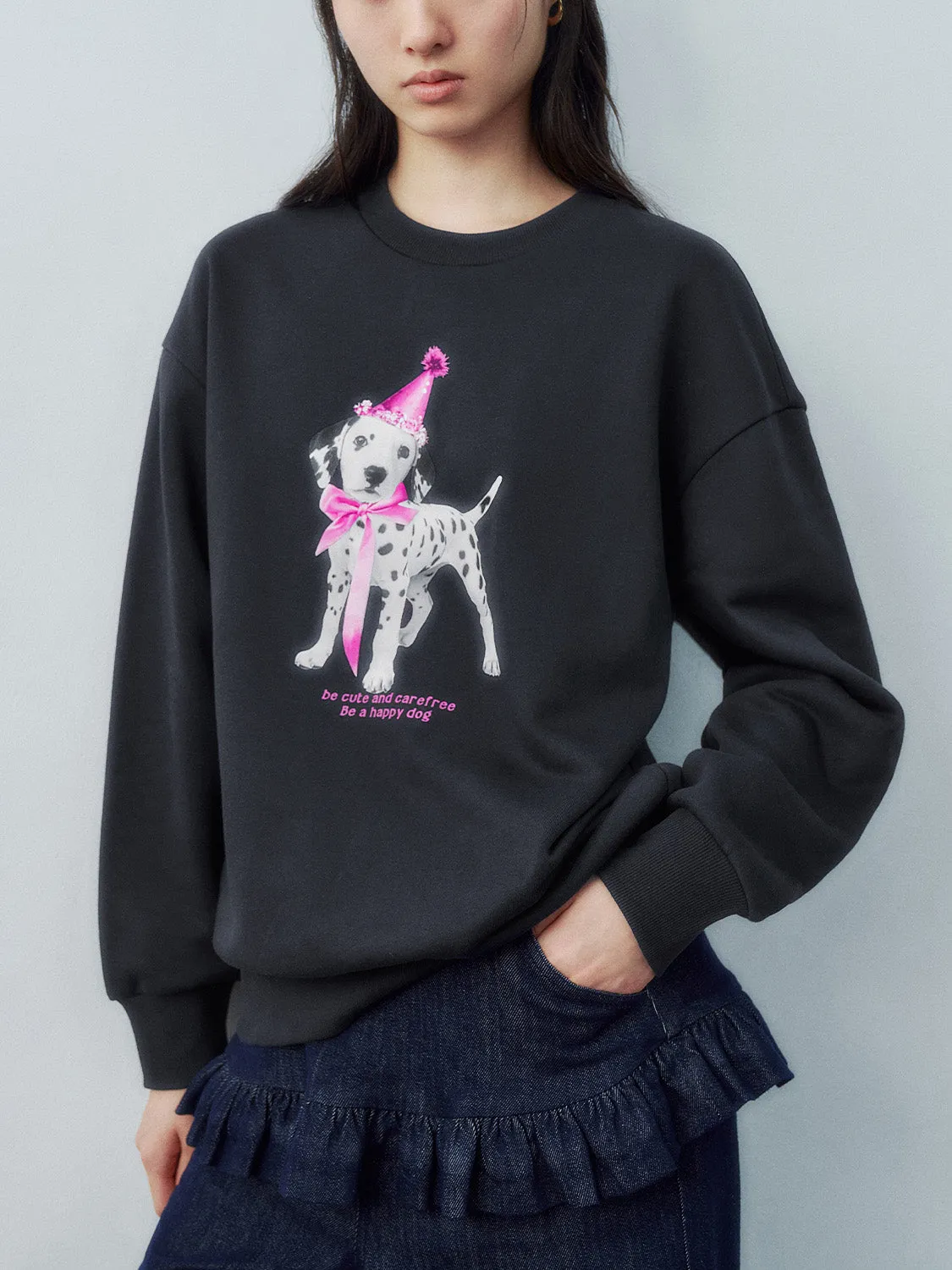 Crew Neck Loose Sweatshirts sold by Urban Revivo