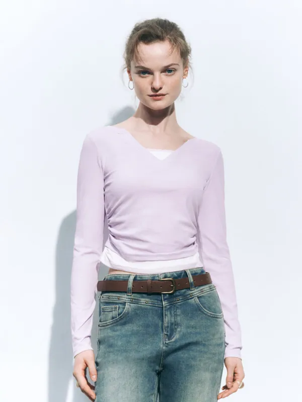 V-Neck Skinny Long Sleeve T-Shirts sold by Urban Revivo