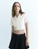 Cropped Button Up Straight Shirt sold by Urban Revivo