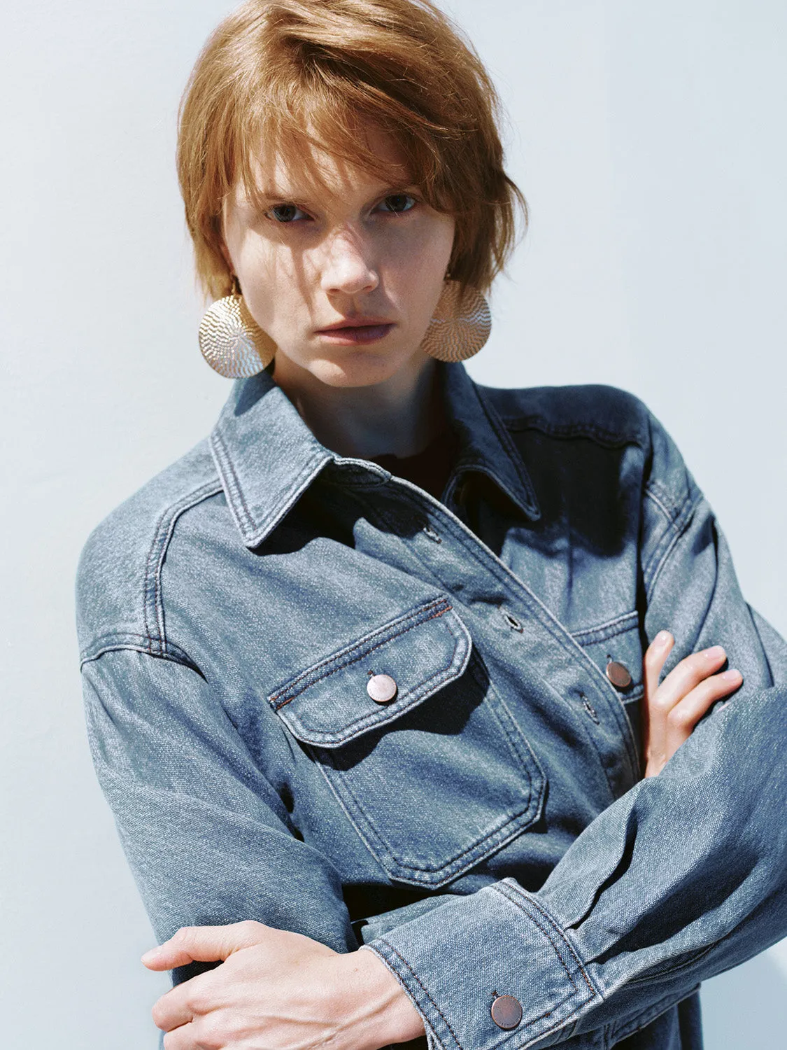 Loose Straight Denim Shirt sold by Urban Revivo product image thumbnail 5