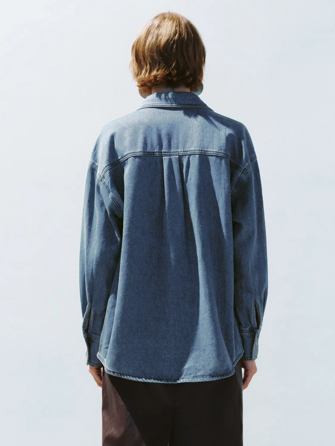 Loose Straight Denim Shirt sold by Urban Revivo product image thumbnail 3