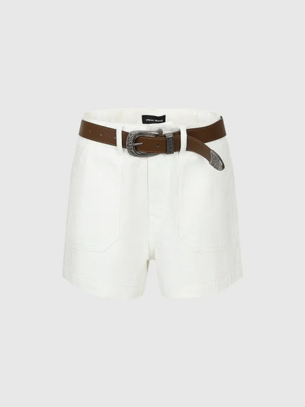 Denim Shorts With Belt sold by Urban Revivo