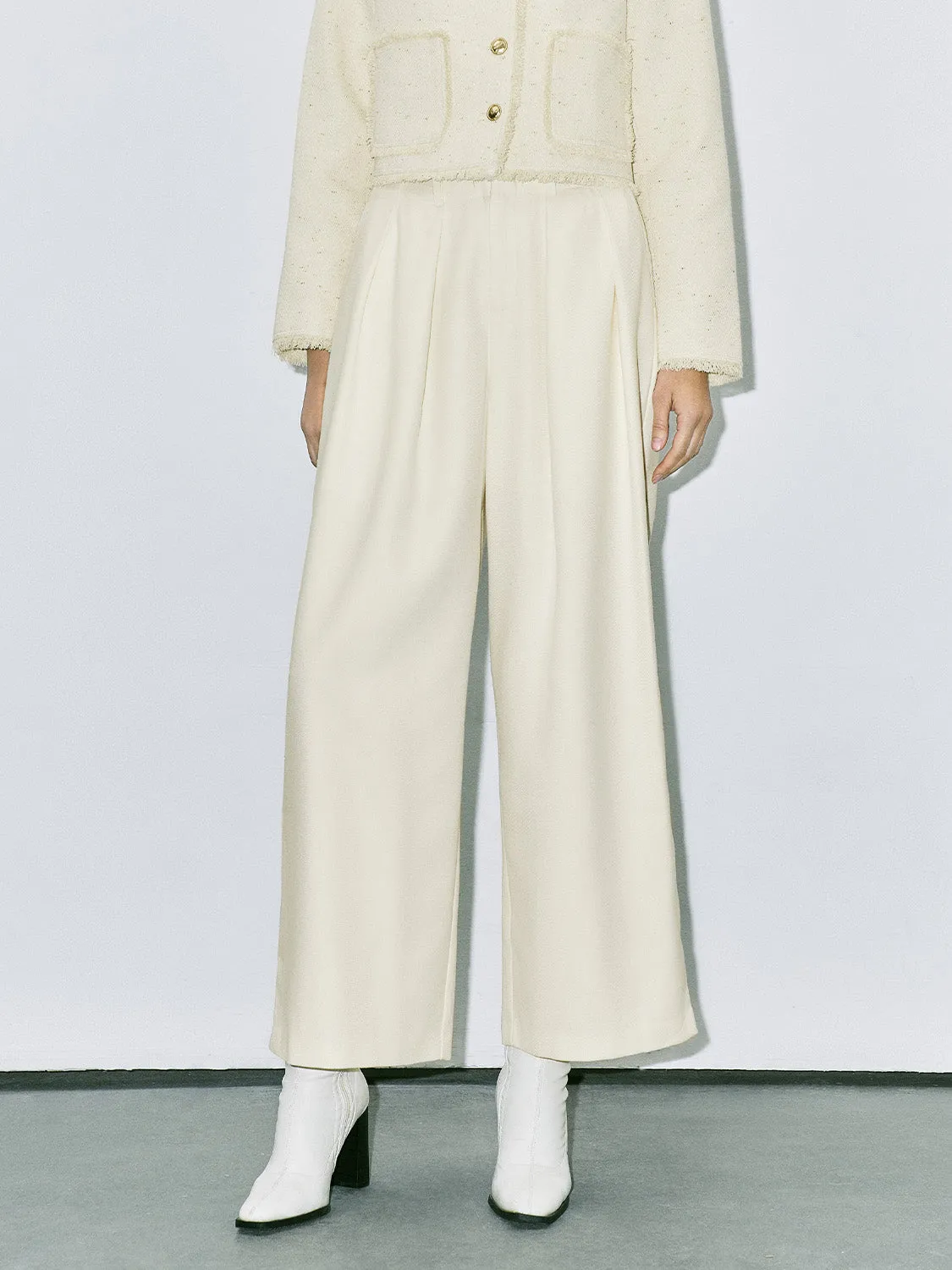 Hidden Button Wide-Leg Pants sold by Urban Revivo product image thumbnail 2