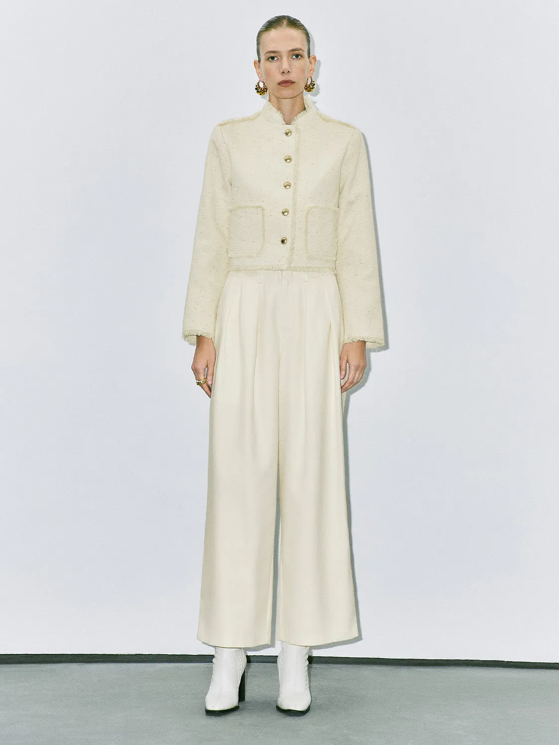 Hidden Button Wide-Leg Pants sold by Urban Revivo product image thumbnail 5