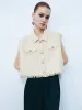 Raw Hem Tweed Vest sold by Urban Revivo