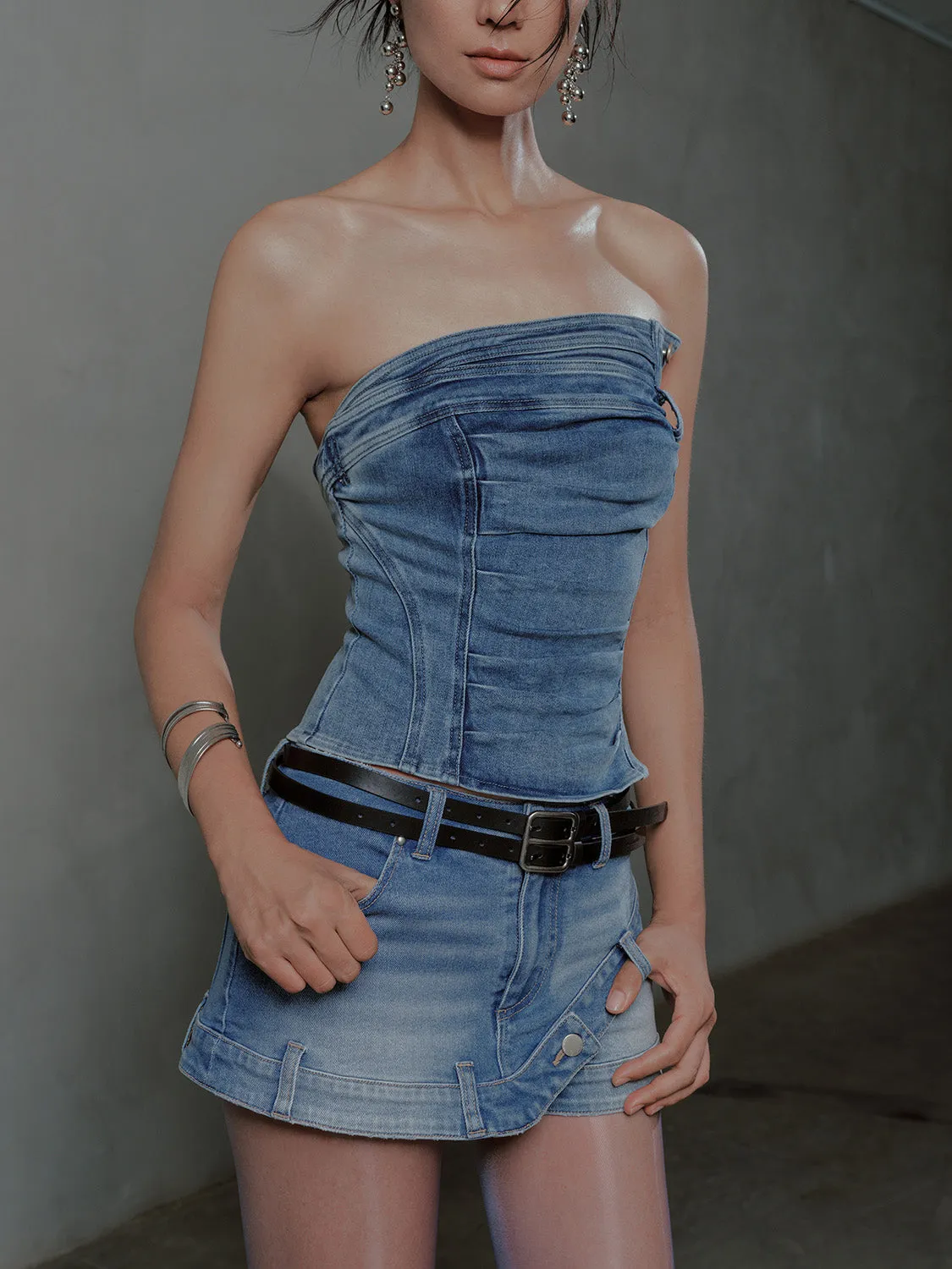 Bandeau Denim Shirts sold by Urban Revivo product image thumbnail 2