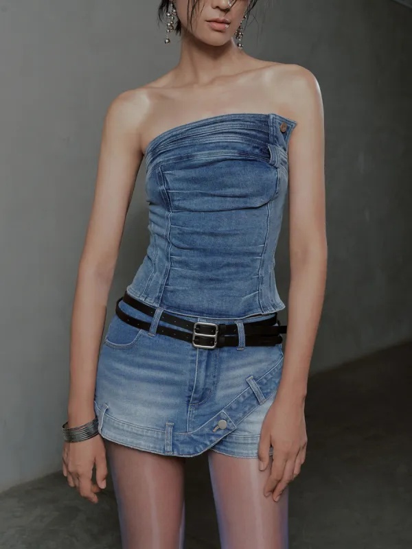 Bandeau Denim Shirts sold by Urban Revivo