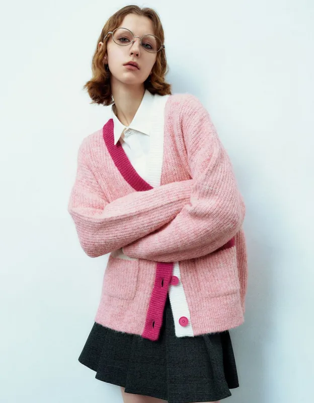 Drop Shoulder Sleeve V-Neck Knitted Cardigan sold by Urban Revivo