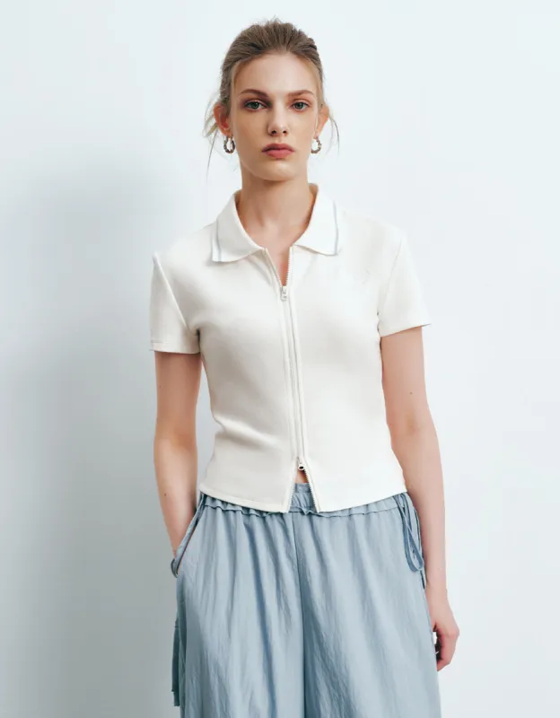 Zipper Front Skinny Shirt sold by Urban Revivo