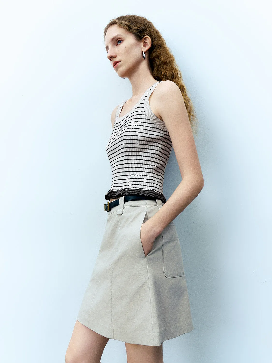 Striped U Neck Knitted Tank Top sold by Urban Revivo product image thumbnail 2