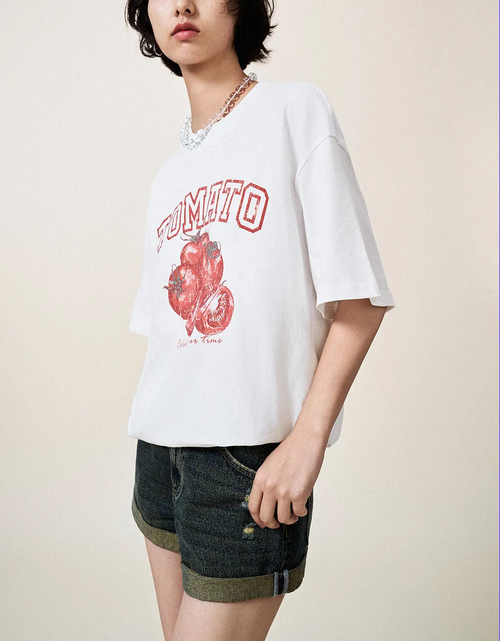 Printed Crew Neck Straight T-Shirt sold by Urban Revivo product image thumbnail 2