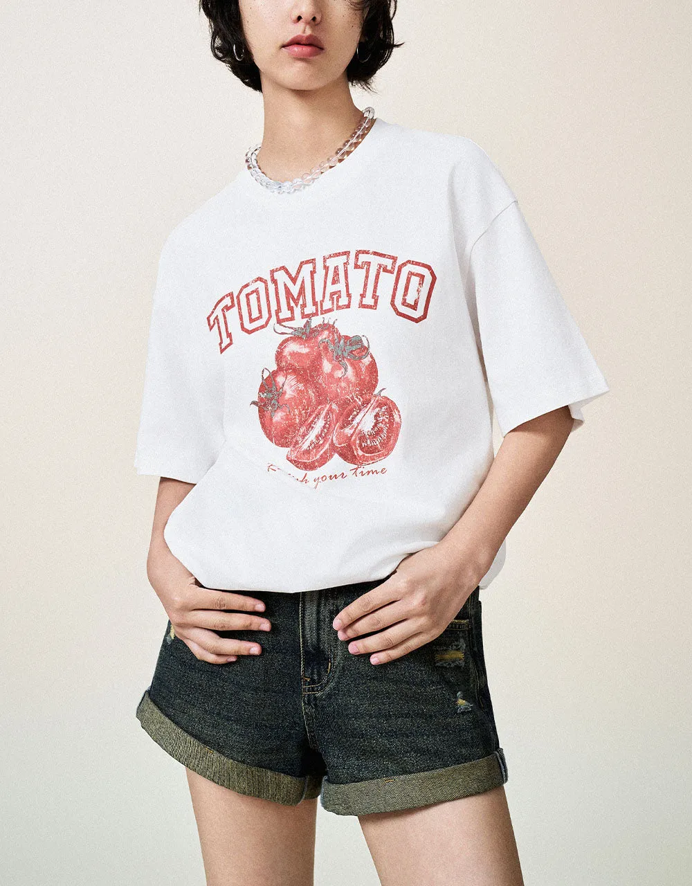 Printed Crew Neck Straight T-Shirt sold by Urban Revivo