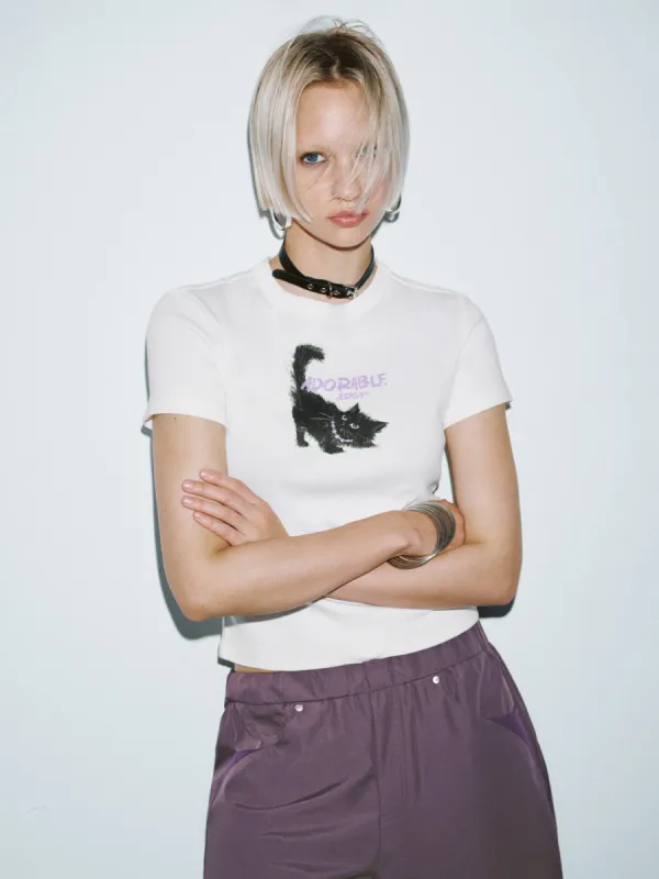 Printed Crew Neck Skinny T-Shirt sold by Urban Revivo